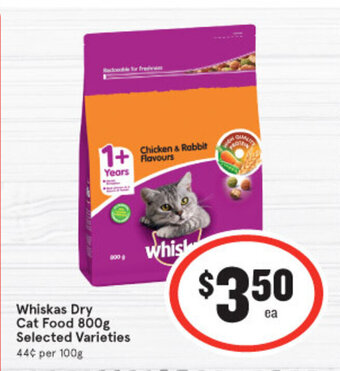 IGA Whiskas Dry Cat Food 800g Selected Varieties offer