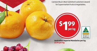 ALDI Australian Imperial Mandarins per kg $1.99 per kg offer