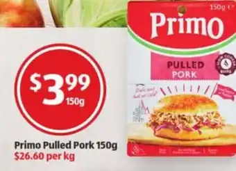 ALDI Primo Pulled Pork 150g $26.60 per kg offer