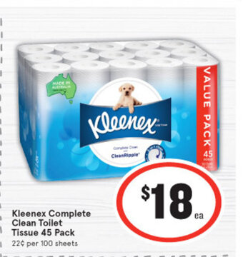 IGA Kleenex Complete Clean Toilet Tissue 45 Pack offer