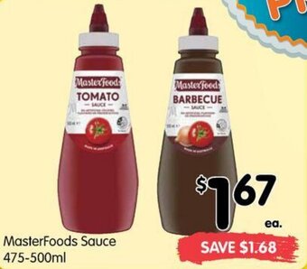 Spar MasterFoods Sauce 475-500ml offer