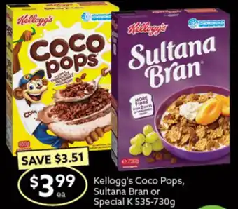 Ritchies Kellogg's Coco Pops Sultana Bran or Special K 535-730g offer