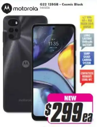 The Good Guys Motorola G22 128GB - Cosmic Black 5455776 offer