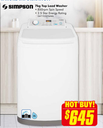 The Good Guys SIMPSON - 7kg Top Load Washer offer
