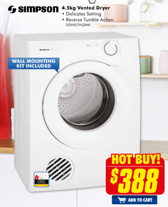 The Good Guys SIMPSON - 4.5kg Vented Dryer offer