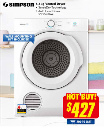 The Good Guys SIMPSON - 5.5kg Vented Dryer offer