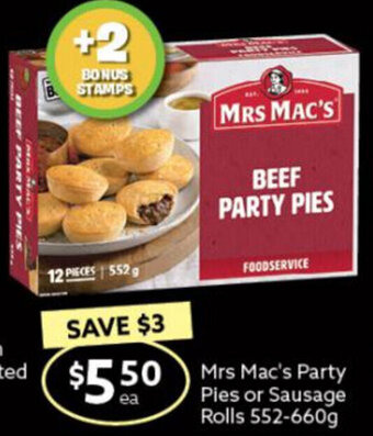 Ritchies Mrs Mac's Party Pies or Sausage Rolls offer