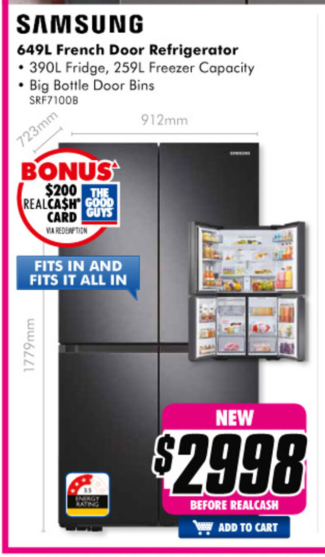 samsung 649l french door refrigerator srf7100b