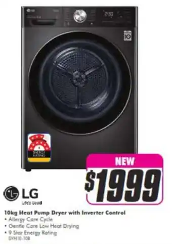 LG 10kg Heat Pump Dryer with Inverter Control DVH10-108