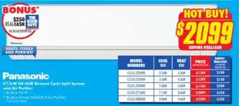 The Good Guys Panasonic C7.1kW H8.0kW Reverse Cycle Split System and Air Purifier CS/CU-Z71XX4 offer