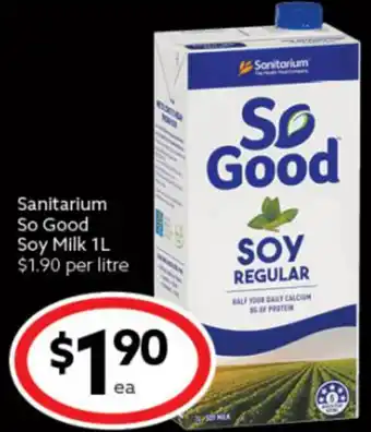 Ritchies Sanitarium So Good Soy Milk 1L offer