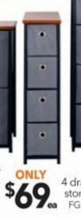 Cheap as Chips 4 Drawer Slimline Storage FG141 offer