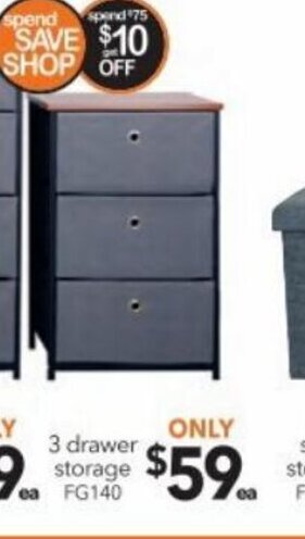 Cheap as Chips 3 Drawer Storage FG140 offer