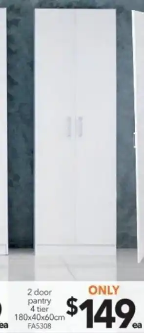 Cheap as Chips 2 Door Pantry 4 Tier 180x40x60cm FA5308 offer