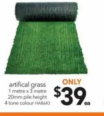 Cheap as Chips Artificial Grass 1 metre x 3 Metre 20mm Pile Height 4 Tone Colour HA8643 offer