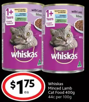 Ritchies Whiskas Minced Lamb Cat Food 400g offer