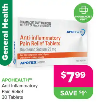 Malouf Pharmacies Apohealth Anti-Inflammatory Pain Relief 30 Tablets offer