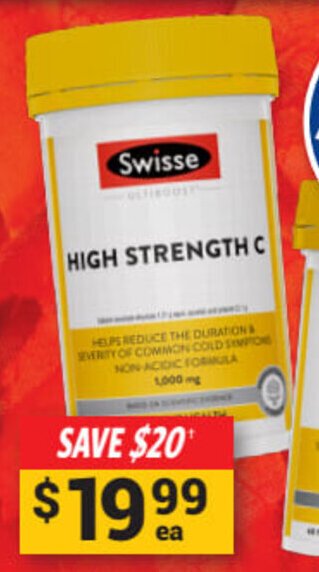 Cincotta Chemist Swisse Ultiboost High Strength Vitamin C 150 Tablets offer