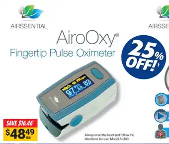 Cincotta Chemist Airssential AiroOxy Fingertip Pulse Oximeter offer