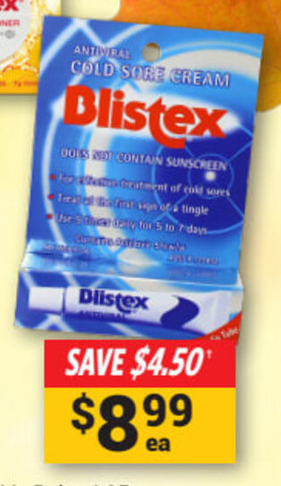 Cincotta Chemist Blistex Antiviral Cold Sore Cream 5g offer