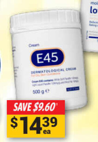 Cincotta Chemist E45 Dermatological Cream Tub 500g offer