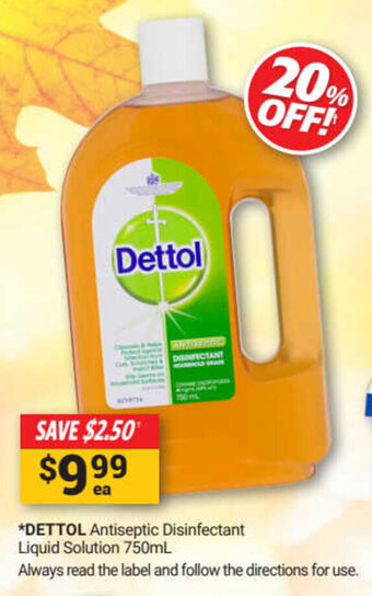 Cincotta Chemist Dettol Antiseptic Disinfectant Liquid Solution 750mL offer