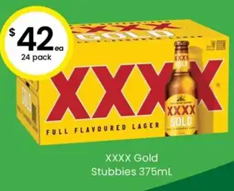 The Bottle O XXXX Gold Stubbies 375mL 24 Pack offer