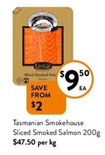 Foodworks Tasmanian Smokehouse Sliced Smoked Salmon 200g offer
