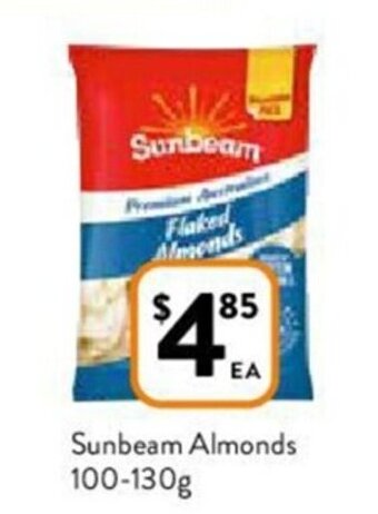 Foodworks Sunbeam Almonds 100-130g offer