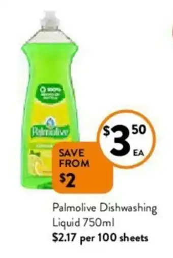Foodworks Palmolive Dishwashing Liquid 750ml offer