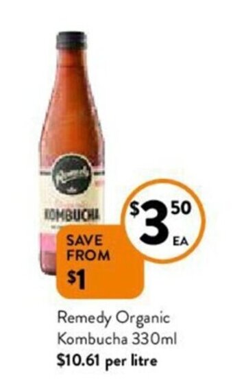 Foodworks Remedy Organic Kombucha 330ml offer