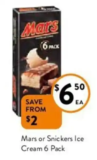 Foodworks Mars or Snickers Ice Cream 6 Pack offer