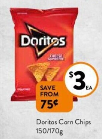 Foodworks Doritos Corn Chips 150/170g offer