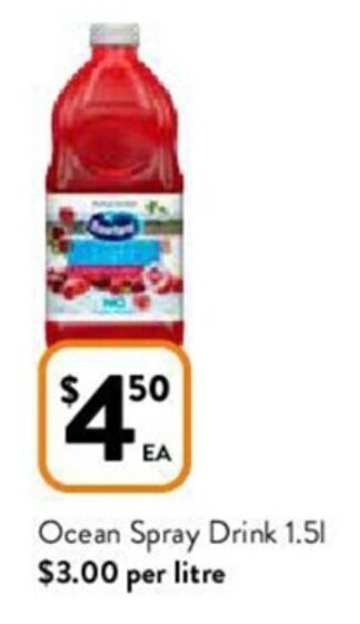 Foodworks Ocean Spray Drink 1.5l offer