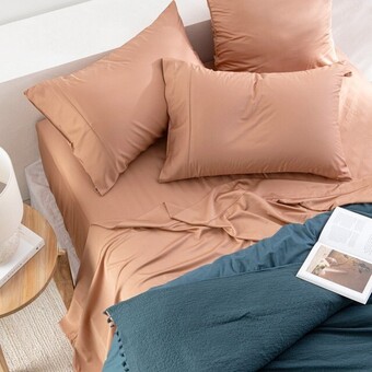 Pillow Talk 400 Thread Count Bamboo Cotton Flat Sheet by Habitat offer