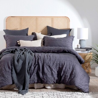 Pillow Talk Greta Charcoal Quilt Cover Set by Essentials offer
