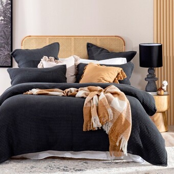 Pillow Talk Chunky Waffle Charcoal Quilt Cover Set by M.U.S.E offer
