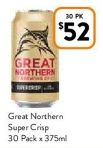 Foodworks Great Northern Super Crisp 30 Pack x 375ml offer
