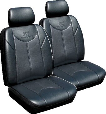 Black Bull Leather Look Seat Covers