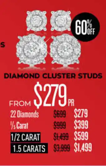 Shiels Diamond Cluster Studs 1/2 Carat offer