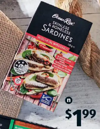 ALDI Ocean Rise Skinless & Boneless Sardines 125g offer