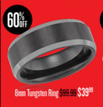 Shiels 8mm Tungsten Ring offer