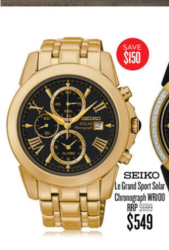 Shiels SEIKO Le Grand Sport Solar Chronograph WRI00 offer
