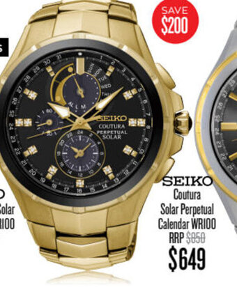 Shiels SEIKO Coutura Solar Perpetual Calendat WRI00 offer