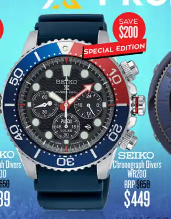 Shiels SEIKO Chronograph Divers WR200 offer