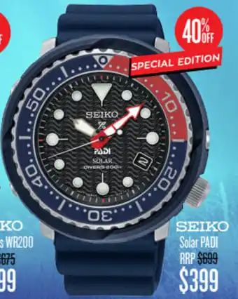 Shiels SEIKO Solar PADI offer