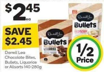 Woolworths Darrell Lea Chocolate Bites, Bullets, Liquorice or Allsorts 140-280g offer
