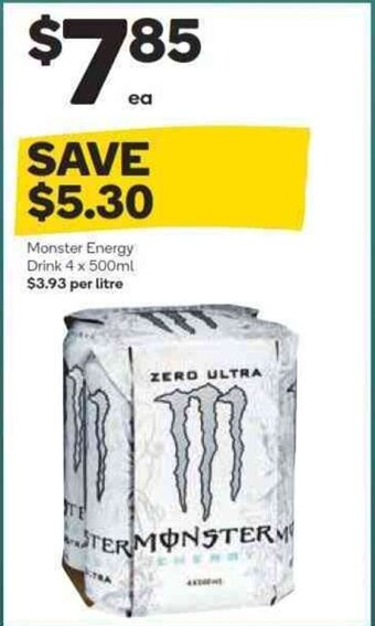 Woolworths Monster Energy Drink 4 x 500ml offer