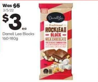 Woolworths Darrell Lea Blocks 160-180g offer