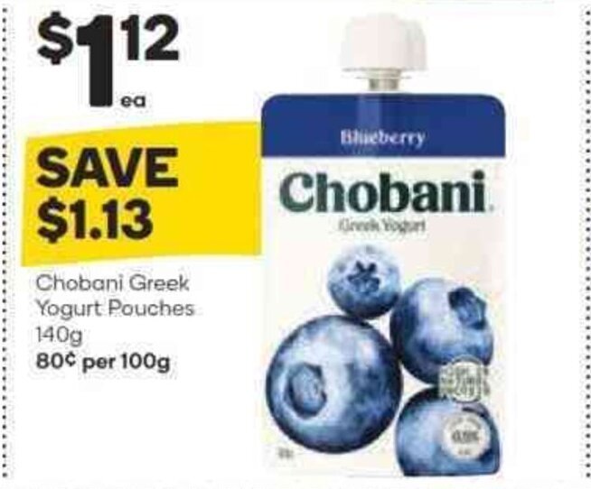 Chobani Greek Yogurt Pouches 140g offer at Woolworths
